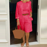 Cotton Linen Temperament Blazer Shorts Women&