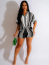 JRRY Sexy Women Knitted Set Two Pieces Sets Turn Down Collar Short Sleeves Top Pants Cover Ups Hollow Out Beach Pants Set - MyEmpired