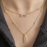 Luxury Silver-color AAA Zircon Choker Two-Layers Necklace Simple Shiny Pendants For Women Fine Jewelry - MyEmpired