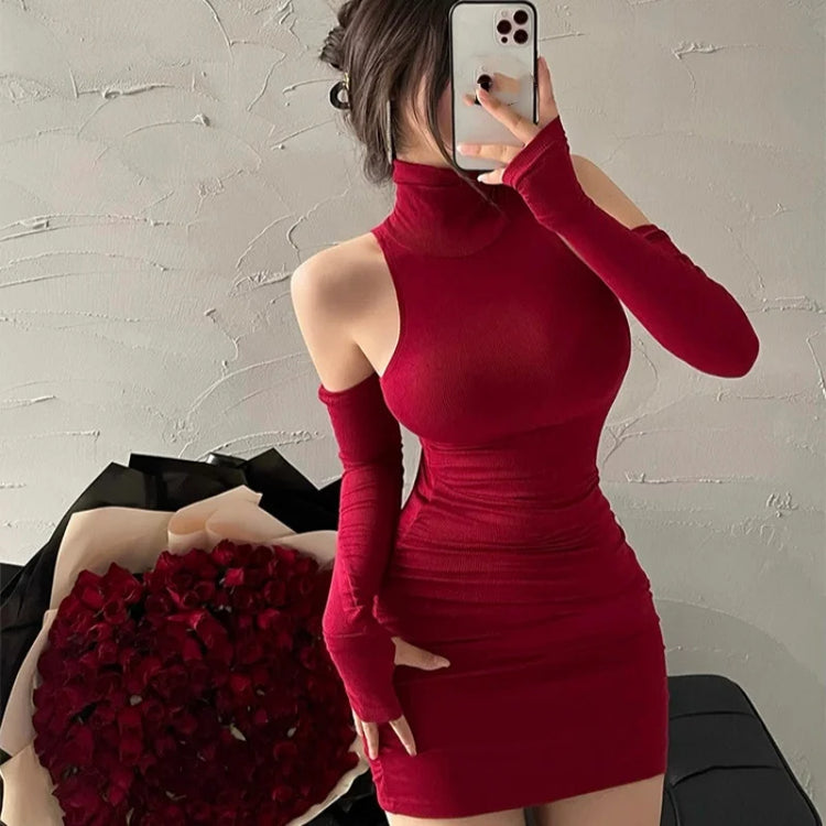 Sexy Slim Fit Chic Dress Summer Fashion Solid Color High Neck Women Sleeveless Mini Dresses Casual Evening Party Club Vestidos - MyEmpired
