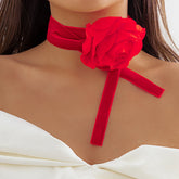 Romantic Gothic Big Rose Flower Clavicle Chain Necklace for Women Ladies Korean Fashion Adjustable Rope Choker Y2K Accessories - MyEmpired