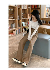Fashion High Waist Wide Leg Pants Women Spring Fall Baggy Black Trouser Office Ladies Full Length Straight Suit Pant Outwear New - MyEmpired