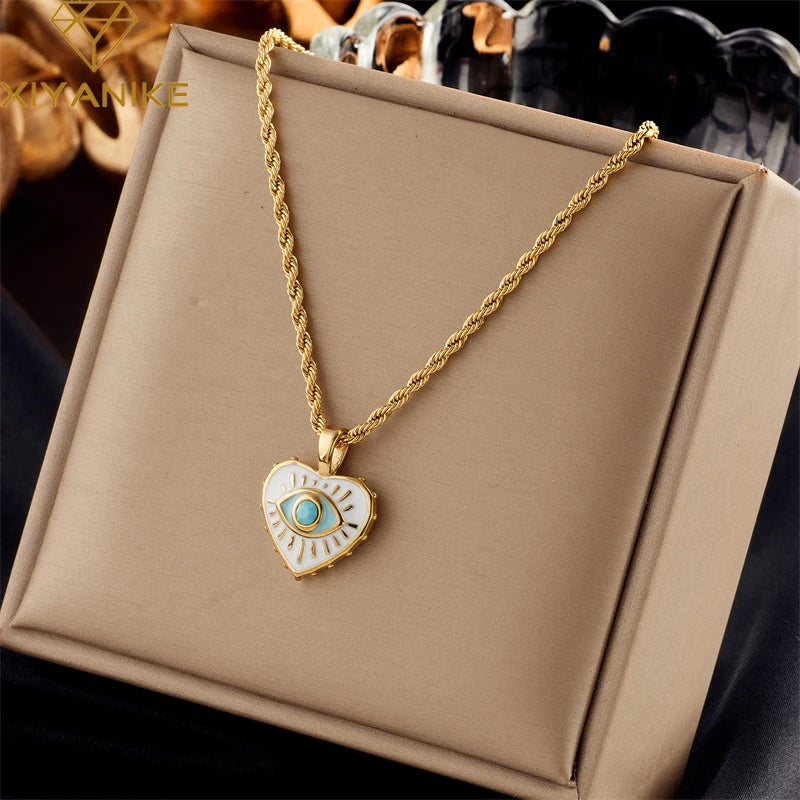 XIYANIKE 316L Stainless Steel Gold Color Love Heart Necklaces For Women Chokers 2021Trend Fashion Festival Party Gift Jewelry - MyEmpired