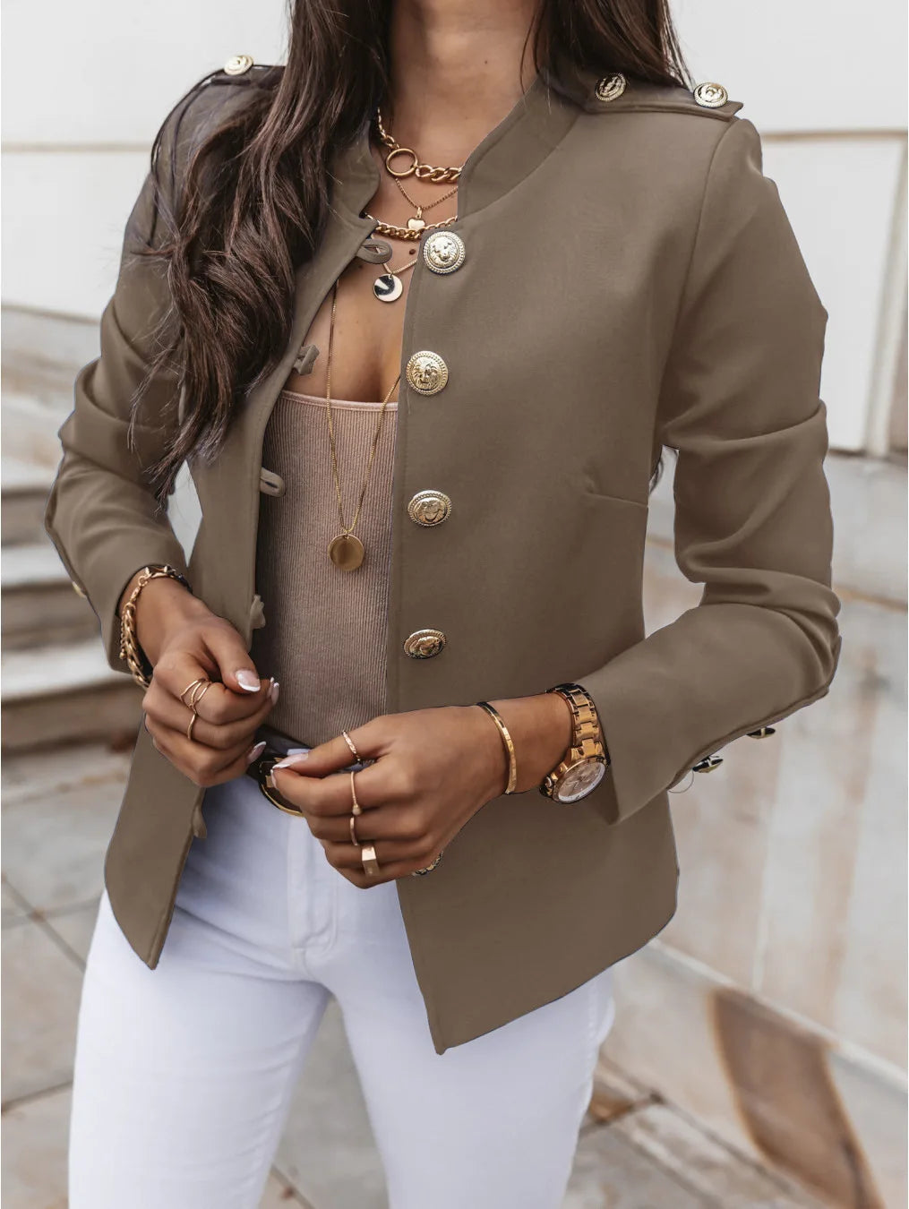 Casual O-neck Long Sleeve Jacket Outerwear Office Lady Spring Autumn Fashion Elegant Solid Blazer Coat For Women 2024 Female Top - MyEmpired
