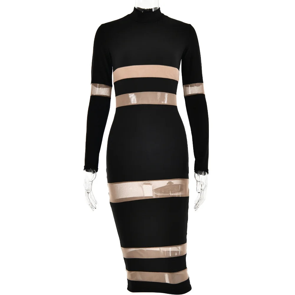 Long Sleeve Stretchy Maternity Dresses Mesh Knitted Baby Shower Dress Pregnancy Photography Dress - MyEmpired