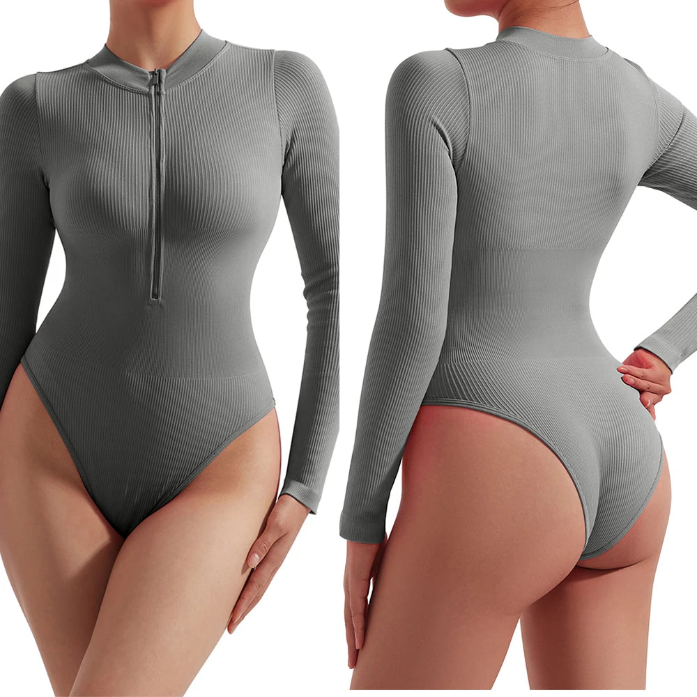 Bodycon Slim Jumpsuit For Women‘s Clothing Zipper Casual Brown Fitness Rompers Autumn 2024 Playsuit Activity Streetwear Overall - MyEmpired