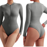 Bodycon Slim Jumpsuit For Women‘s Clothing Zipper Casual Brown Fitness Rompers Autumn 2024 Playsuit Activity Streetwear Overall - MyEmpired