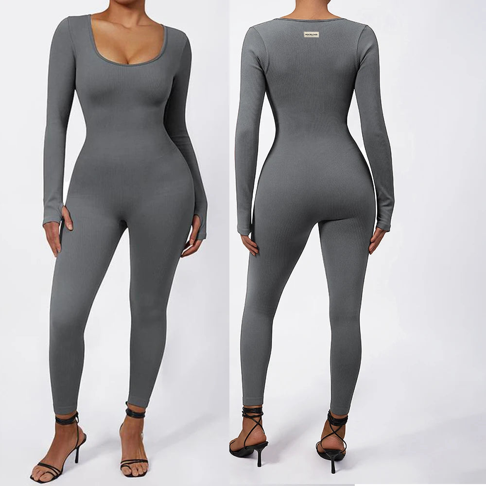 Bodycon Slim Jumpsuit For Women‘s Clothing Zipper Casual Brown Fitness Rompers Autumn 2024 Playsuit Activity Streetwear Overall - MyEmpired
