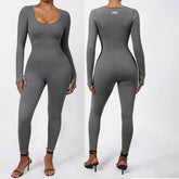 Bodycon Slim Jumpsuit For Women‘s Clothing Zipper Casual Brown Fitness Rompers Autumn 2024 Playsuit Activity Streetwear Overall - MyEmpired