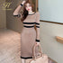 H Han Queen 2023 Autumn Winter Office Pencil Knitted Dress Women Bottoming Sheath Dresses Fashion Color Bodycon Casual Vestidos - MyEmpired