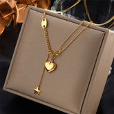 XIYANIKE 316L Stainless Steel Gold Color Love Heart Necklaces For Women Chokers 2021Trend Fashion Festival Party Gift Jewelry - MyEmpired