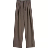 Fashion High Waist Wide Leg Pants Women Spring Fall Baggy Black Trouser Office Ladies Full Length Straight Suit Pant Outwear New - MyEmpired