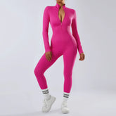 Bodycon Slim Jumpsuit For Women‘s Clothing Zipper Casual Brown Fitness Rompers Autumn 2024 Playsuit Activity Streetwear Overall - MyEmpired