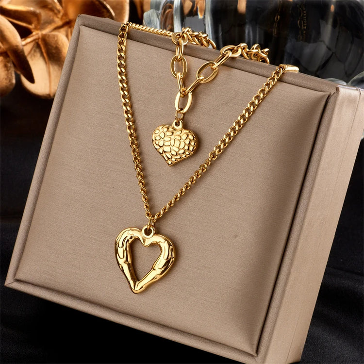 XIYANIKE 316L Stainless Steel Gold Color Love Heart Necklaces For Women Chokers 2021Trend Fashion Festival Party Gift Jewelry - MyEmpired