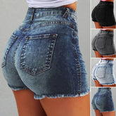 Summer Women Slim Shorts Trousers Fashion Ladies Jeans Broken Denim Shorts Ripped Jeans High Waisted Hotpant Slim Fit - MyEmpired