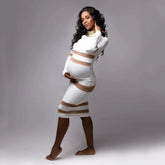 Long Sleeve Stretchy Maternity Dresses Mesh Knitted Baby Shower Dress Pregnancy Photography Dress - MyEmpired