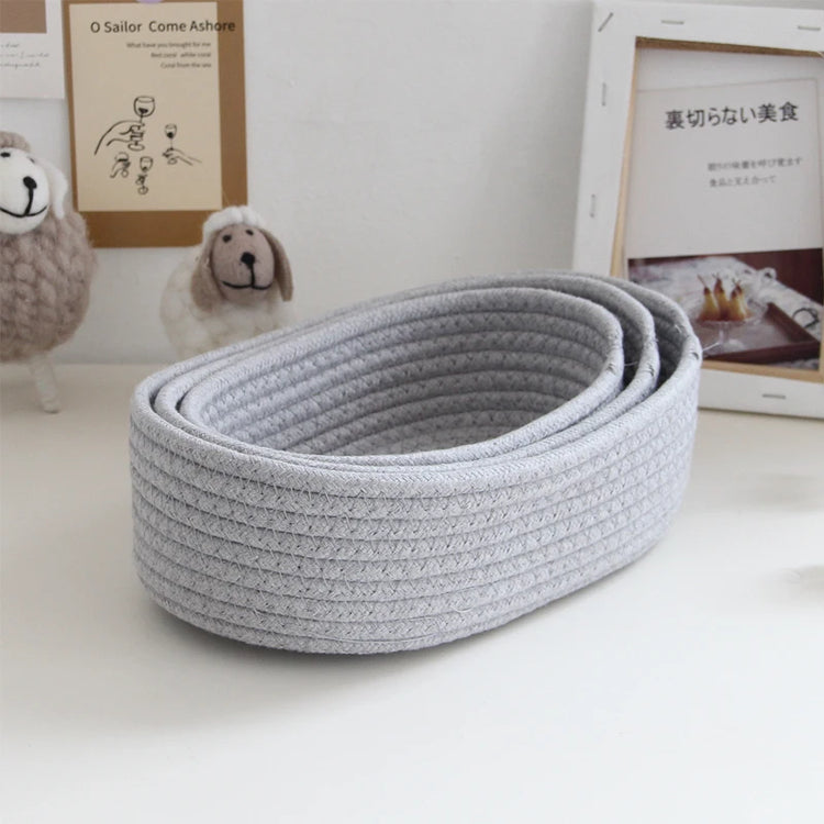 Desktop Sundries Basket Storage Box Hand Woven Basket Kids Toys Organizer Office Stationery Cosmetics Snack Pouch Accessories - MyEmpired