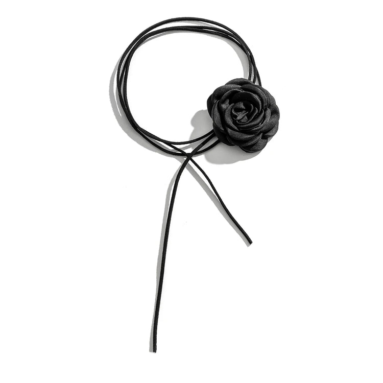 Romantic Gothic Big Rose Flower Clavicle Chain Necklace for Women Ladies Korean Fashion Adjustable Rope Choker Y2K Accessories - MyEmpired