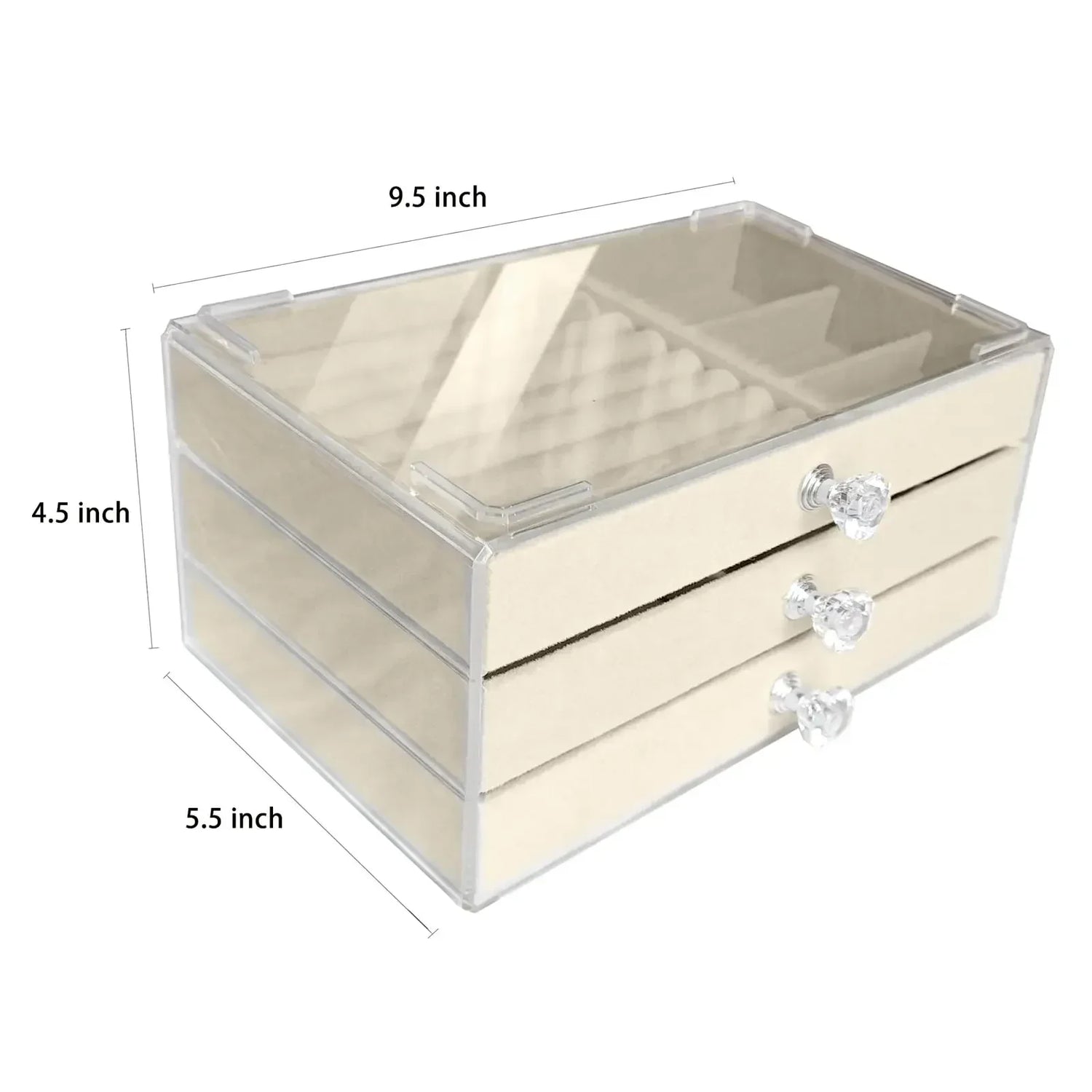 Acrylic Velvet Jewelry Organizer with 3 Drawers - MyEmpired