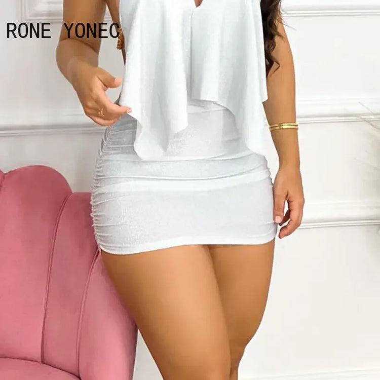 Women Outfit 2023 Spaghetti Strap Asymmetrical Chain Strap Bodycon Dresss Party Dress - MyEmpired