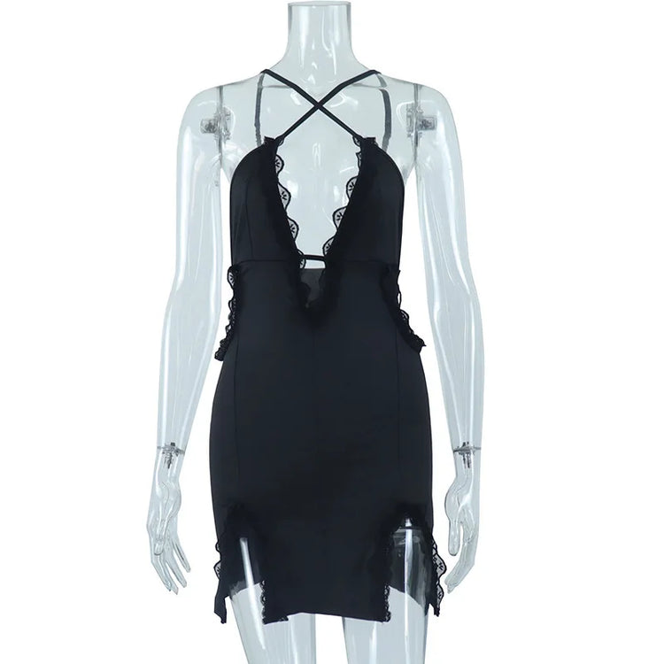 Women Sleeveless Backless Sexy Slip Black Midi Dress Bodycon Sexy Streetwear Party Club Elegant Fashion Streetwear Clothes - MyEmpired