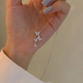 New Shiny Butterfly Necklace Ladies Exquisite Double Layer Clavicle Chain Necklace Jewelry for Ladies Gift - MyEmpired