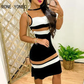 2023 Women Casual Tank Striped Pattern Sleeveless Mini Bodycon Sexy Casual Dress - MyEmpired