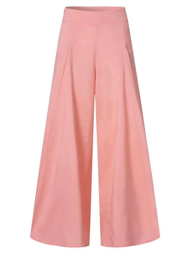 Spring Autumn Fashion Women High Waist Wide Leg Pants Female Elegant Flare Trousers Casual Solid Holiday Loose Long Pant New - MyEmpired