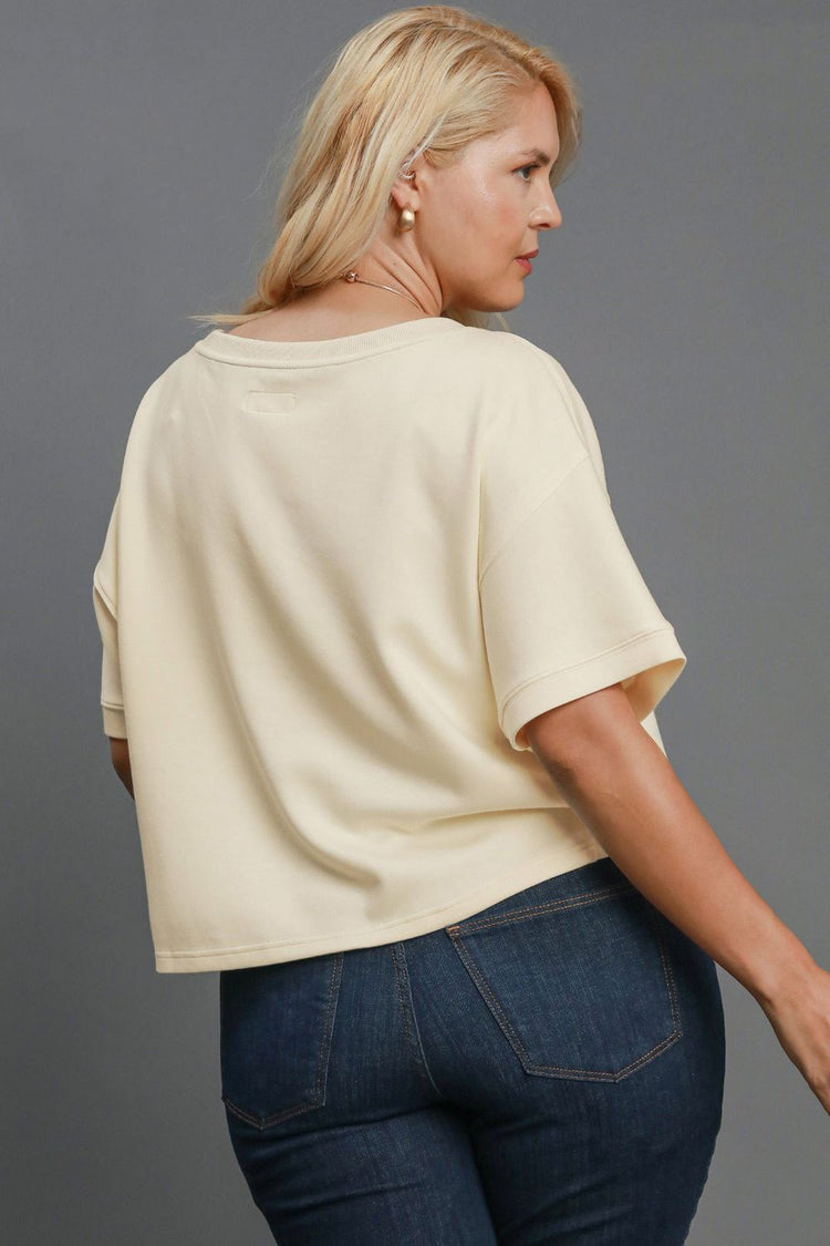 Umgee Full Size Lightweight Cropped Sweatshirt Plus Size - MyEmpired