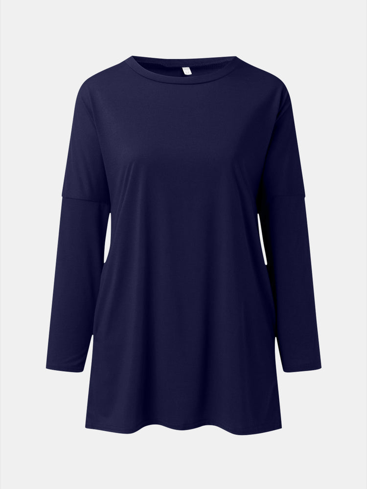 Full Size Round Neck Long Sleeve T-Shirt - MyEmpired