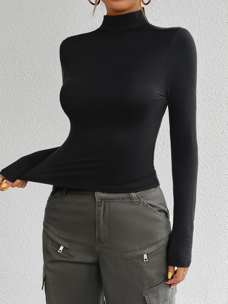 Devine Mock Neck Long Sleeve T-Shirt - MyEmpired