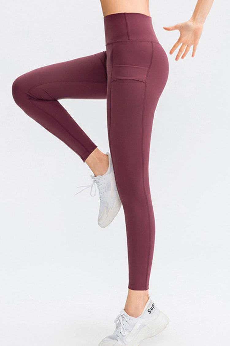 Wide Waistband Slim Fit Long Sports Pants with Pocket - MyEmpired