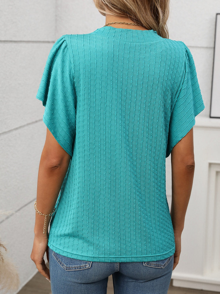 Round Neck Flutter Sleeve T-Shirt - MyEmpired