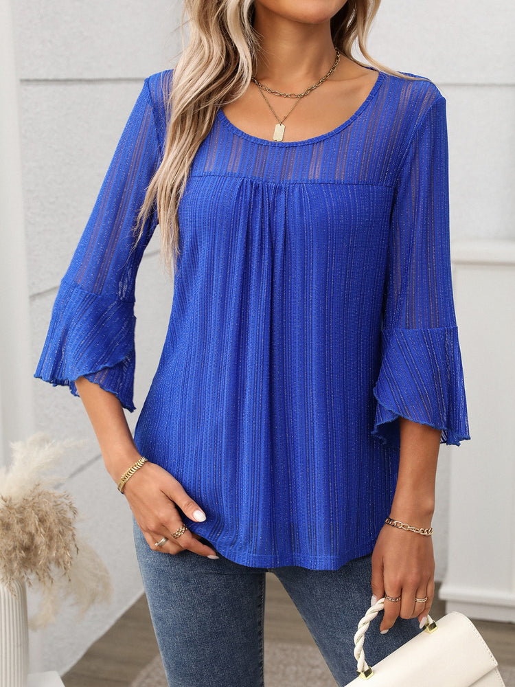 Round Neck Three-Quarter Sleeve Top - MyEmpired