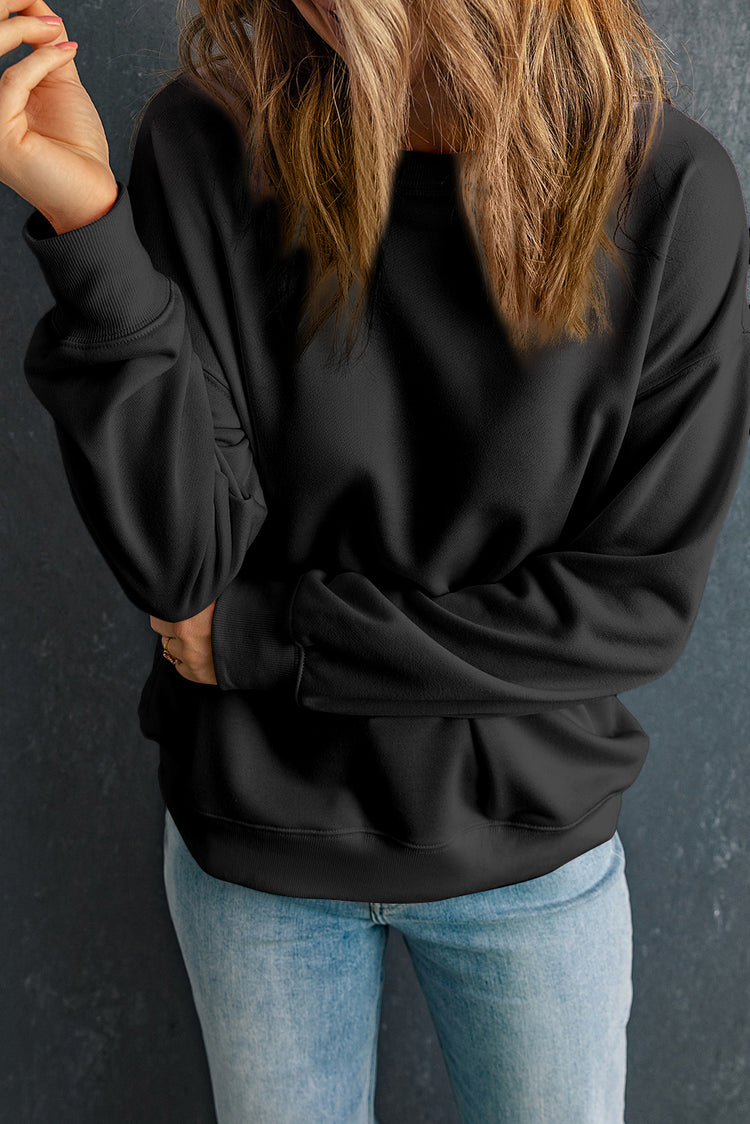 Round Neck Dropped Shoulder Sweatshirt - MyEmpired