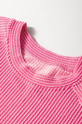 Corded Knit Short Sleeve T-Shirt and Wide Leg Pants Set - MyEmpired