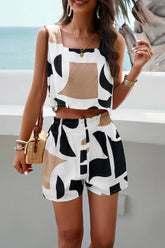 Devine Printed Cropped Tank and Shorts Set - MyEmpired