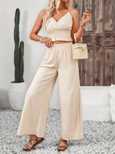 Smocked Surplice Cami and Wide Leg Pants Set - MyEmpired
