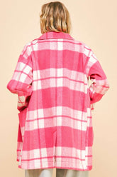 Davi & Dani Plaid Open Front Drop Shoulder Longline Coat - MyEmpired
