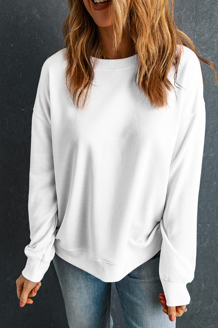 Round Neck Dropped Shoulder Sweatshirt - MyEmpired
