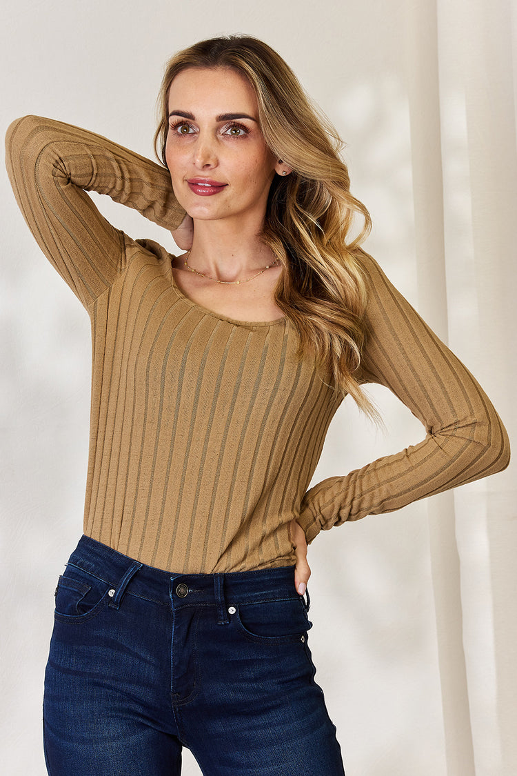 Basic Bae Full Size Ribbed Long Sleeve T-Shirt - MyEmpired