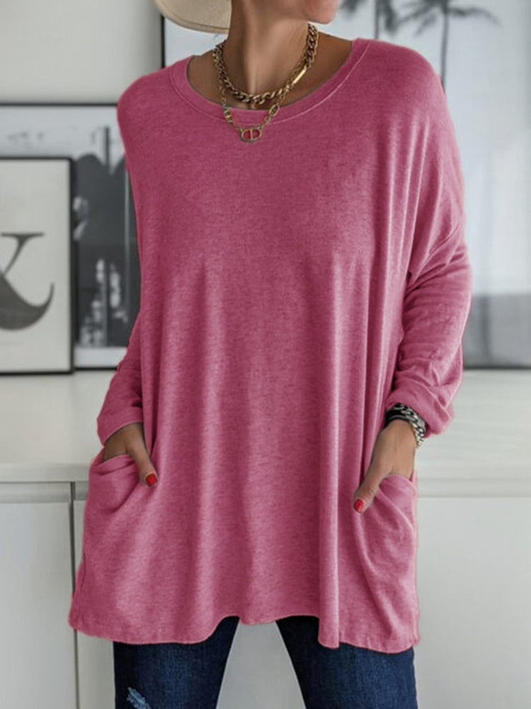 Full Size Round Neck Long Sleeve T-Shirt - MyEmpired