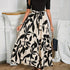 Plant Print Belted Splicing Dress, Elegant Crew Neck Short Sleeve Dress For Spring & Summer, Women&