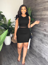 Solid Skirt 2 Piece Set, Casual Crew Neck Tank Top & Bodycon Skirt For Summer, Women&