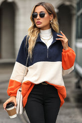 Color Block Quarter Zip Sweatshirt - MyEmpired