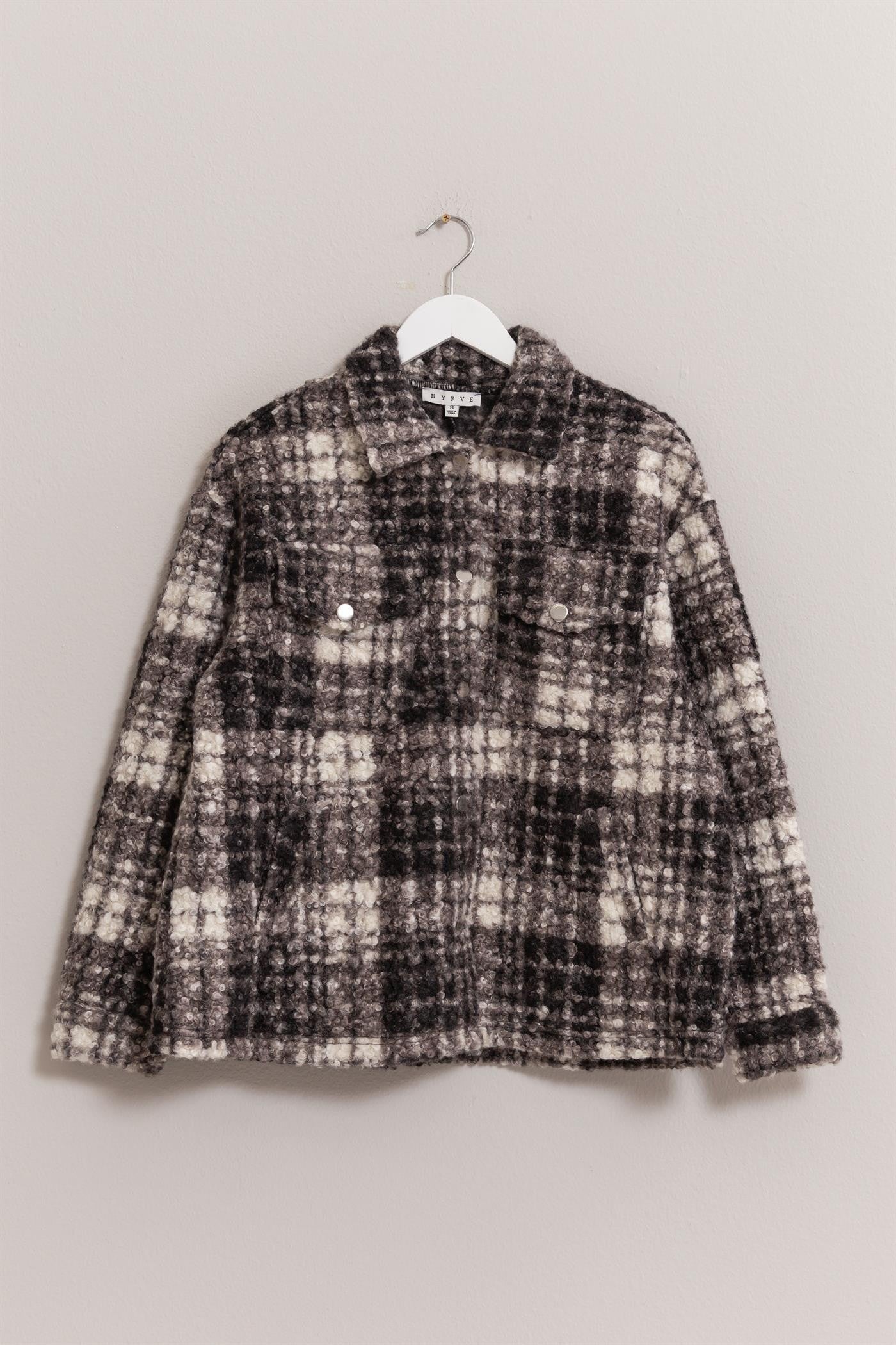 HYFVE Plaid Button Up Boucle Jacket - MyEmpired