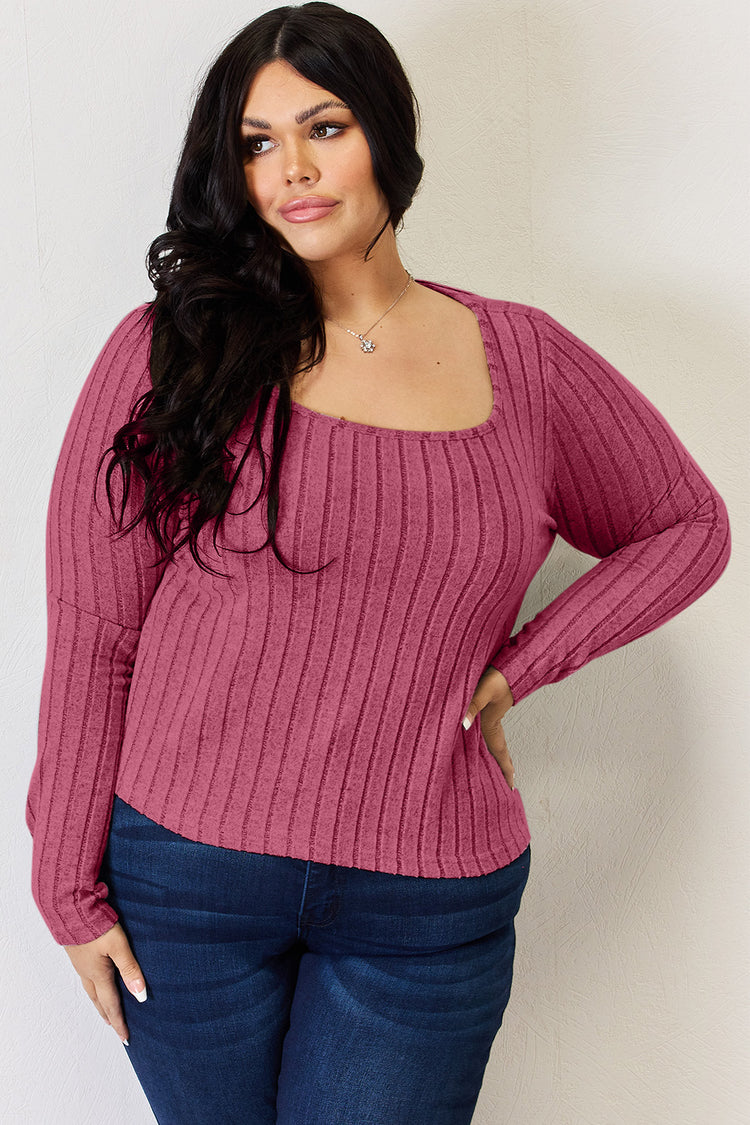 Basic Bae Full Size Ribbed Long Sleeve T-Shirt - MyEmpired