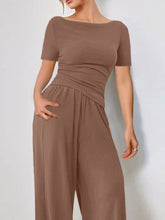 Round Neck Short Sleeve T-Shirt and Pants Set - MyEmpired