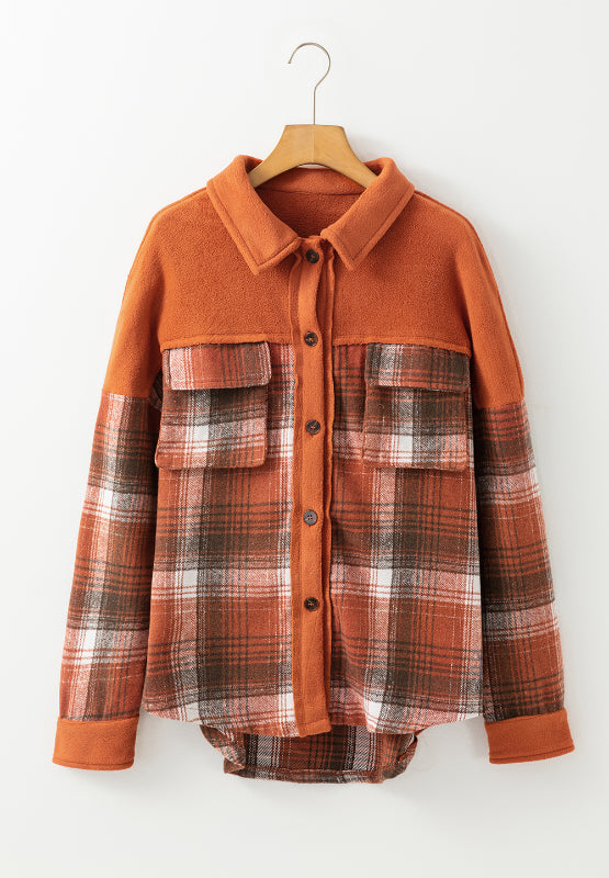Plaid Button Up Long Sleeve Jacket - MyEmpired