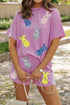 Ribbed Sequined Easter Bunny T-Shirt and Shorts Set - MyEmpired